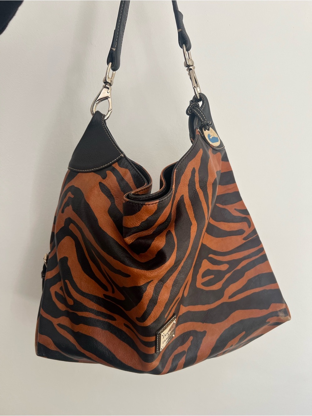 Vintage Dooney & Bourke large leather zebra bag